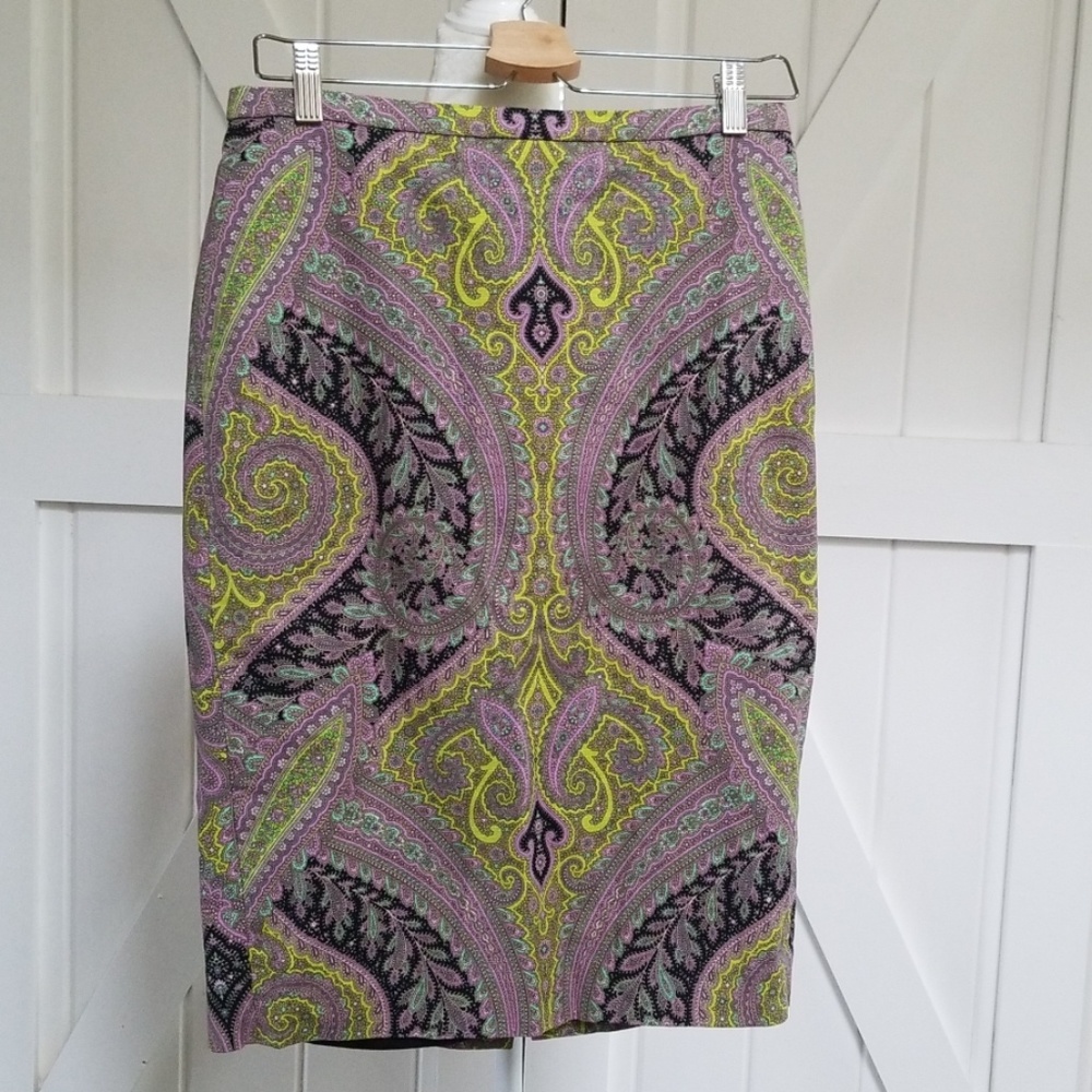 J. Crew Paisley Print Classic Pencil Skirt